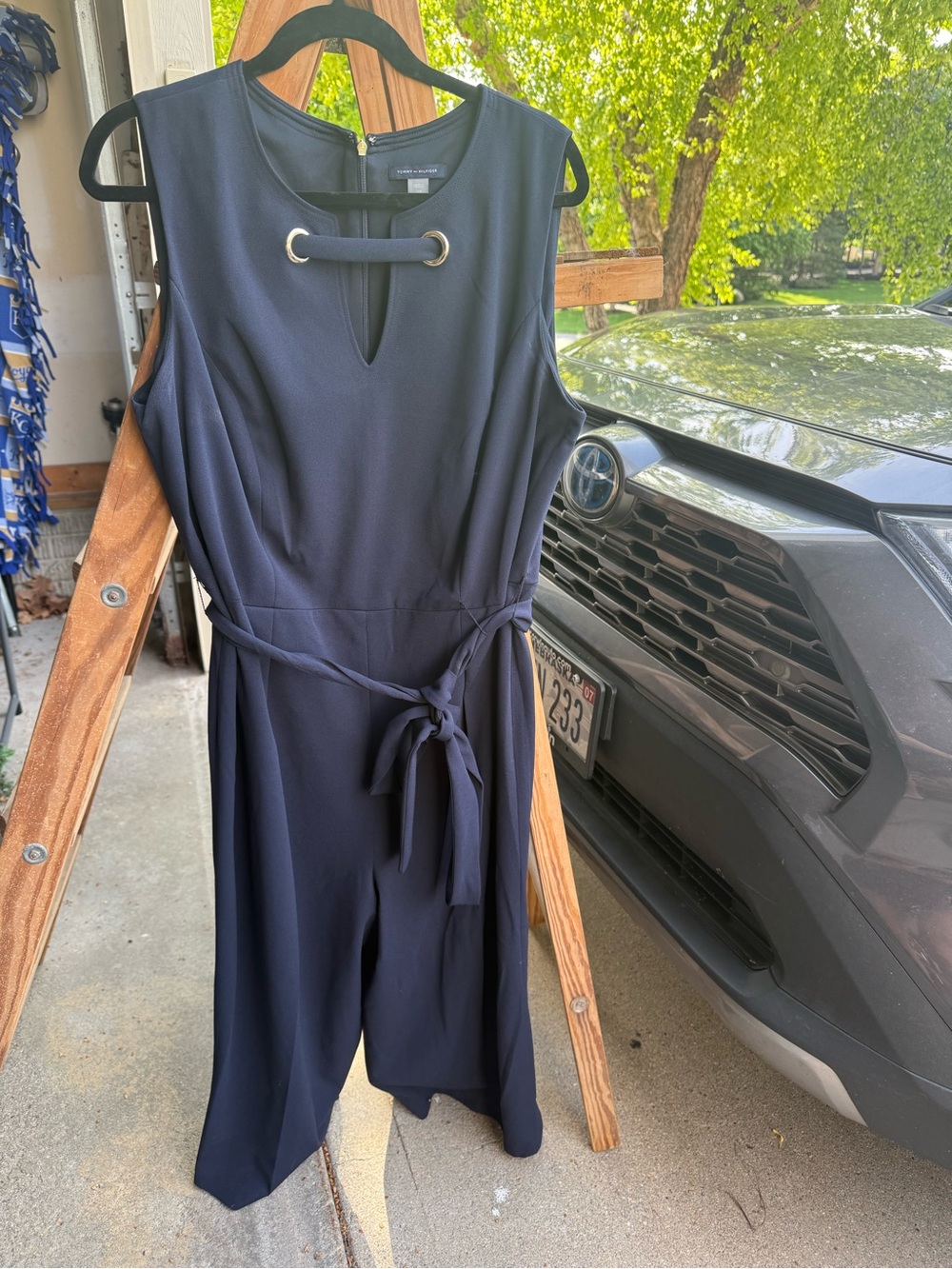 Tommy Hilfiger Navy Blue Sleeveless Cropped Jumpsuit